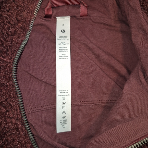 Lululemon Textured Fleece 1/2 Zip Red Merlot - Picture 5 of 7